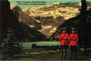 Canada Mountie RCMP at Lake Louise Banff Alberta Repro Postcard