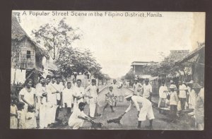 MANILA PHILIPPINES STREET SCENE COCKFIGHT PEOPLE VINTAGE POSTCARD 1910