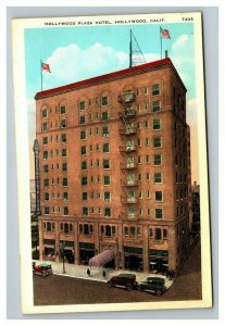 Vintage 1920's Postcard Hollywood Plaza Hotel Antique Cars Hollywood California