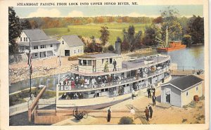 Unidentified Steamboat Passing Locks Upper Songo River, Maine, USA Ferry Boat...