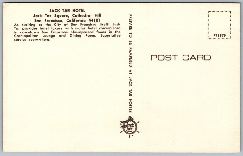 Vtg San Francisco California CA Jack Tar Hotel 1960s View Postcard