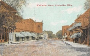 Constantine Michigan Washington Street Vintage Postcard AA56084