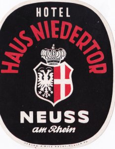 Germany Neuss am Rheim Hotel Haus Niedertor Vintage Luggage Label sk2026