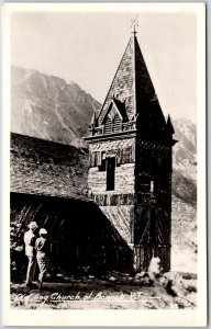 Old Log Church At Bennett British Columbia Canada Real Photo RPPC Postcard