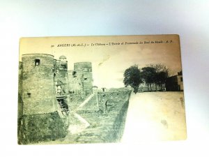 Vintage Postcard Angers Le Chateau L'Entree et Promenade du Monde A. P.