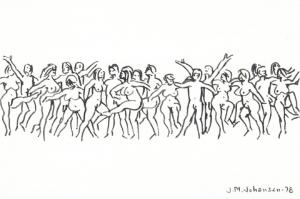 Celebration by John M. Johansen 1978 Nude Art Postcard