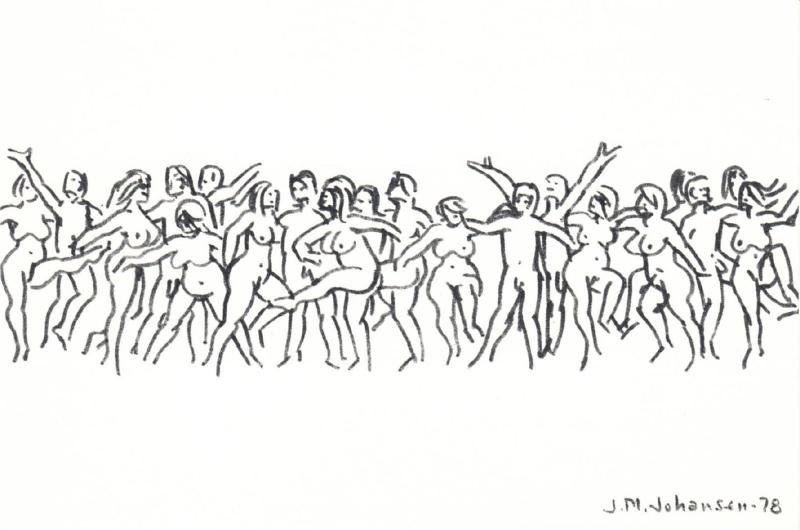 Celebration by John M. Johansen 1978 Nude Art Postcard