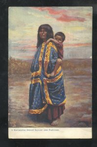 NATIVE AMERICAN HAVASUPAI INDIAN SQUAW AND PAPOOSE VINTAGE POSTCARD