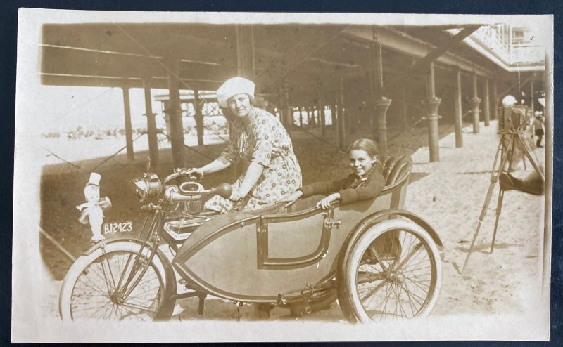 Mint USA RPPC Postcard Women On Motor Tri Cycle Kempie Camera 