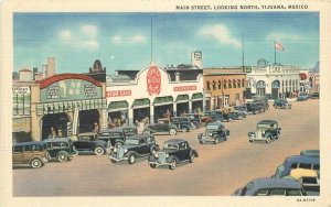 Tijuana Mexico Main Street Automobiles Big Curio Store 1940s Postcard 22-1570