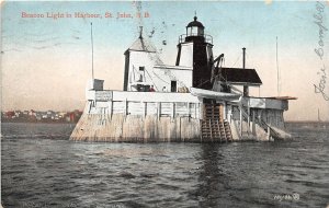 H46/ St John New Brunswick Canada Postcard 1907 Beacon Light House