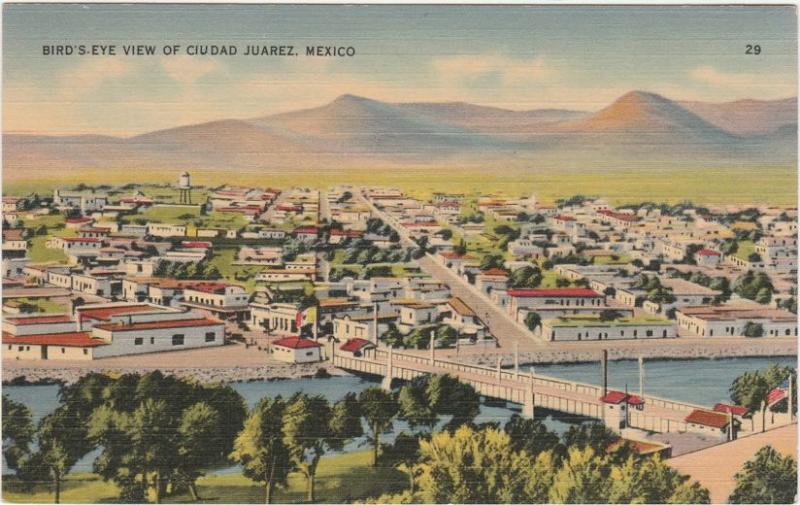 Aerial View of Ciudad Juarez, Mexico - Linen