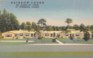 Rainbow Lodge St Petersburg Florida linen postcard