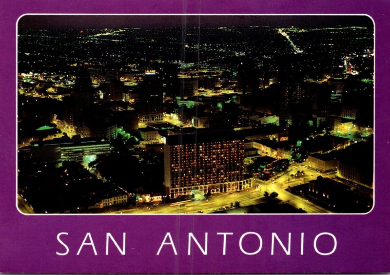 Texas San Antonio Nighttime View Of Downtown