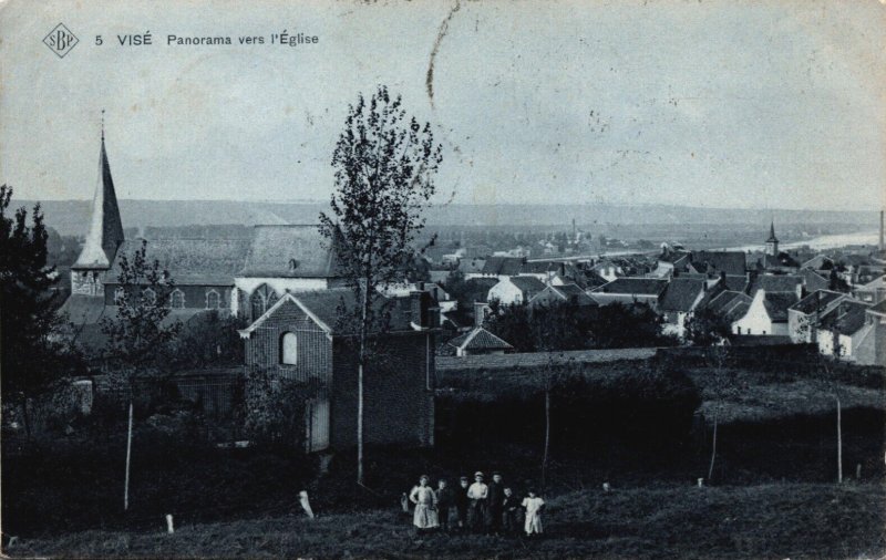 Belgium Visé Panorama vers l'Eglise Vintage Postcard C330