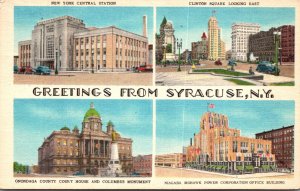 New York Syracuse Greetings With Clinton Square New York Central Station Onon...