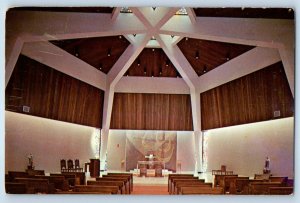 1976 Portsmouth Ohio Postcard Our Lady Mercy Chapel Hospital Marble Altars