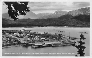 RPPC SEWARD ALASKA HENDERSON & HARDING MILITARY SHIP REAL PHOTO POSTCARD 1923