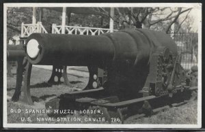 Spanish Muzzle Loader, U.S Navy Station, Philippines, Early Real Photo Postcard