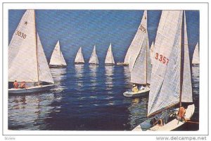 Sailboats becalmed in Sandy bay , Massachusetts , 40-60s