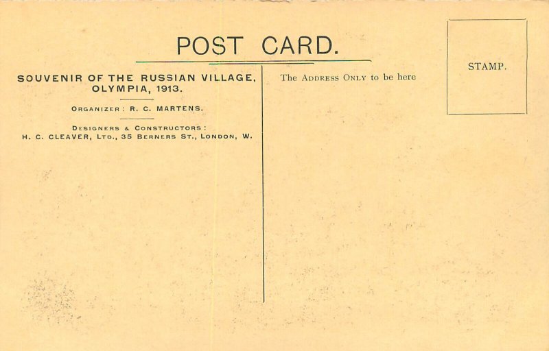 Postcard London Exhibition 1913 Ideal Home Show Olympia - Russian Village