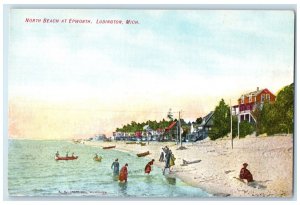 c1910's North Beach At Epworth Canoeing Ludington Michigan MI Unposted Postcard