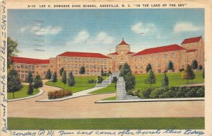 Asheville North Carolina 1954 Postcard Lee H. Edwards High School