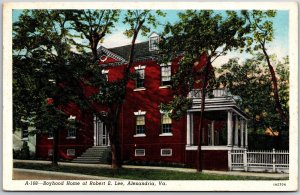 Alexandria Virginia VA, 1940 Boyhood Home of Robert E. Lee, Vintage Postcard