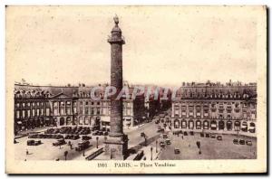 Old Postcard Paris Place Vendome