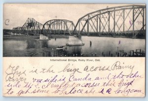 Rainy River Ontario Canada Postcard International Bridge c1910's Antique Posted