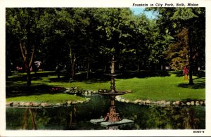 Maine Bath City Park Showing Fountain Curteich