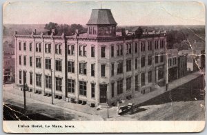 Union Hotel Le Mars Iowa IA Huge Building Postcard