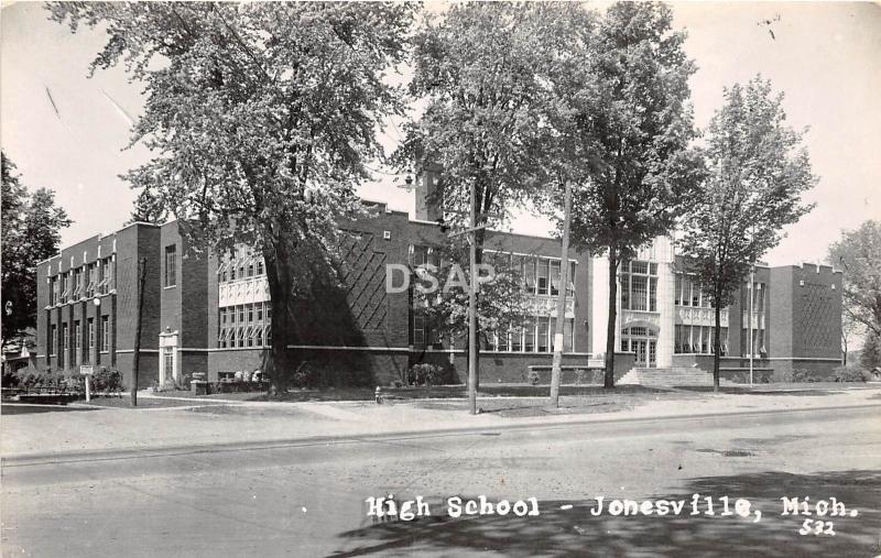 B91/ Jonesville Michigan Mi Real Photo RPPC Postcard c50s High School Building