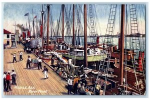 c1910's View Of River Front Steamer Boats Mobile Alabama AL Tuck's Postcard