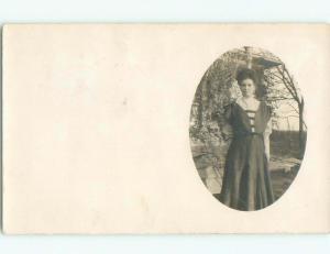 Pre-1920 rppc WOMAN POSING Postmarked Mulvane Kansas KS i8249