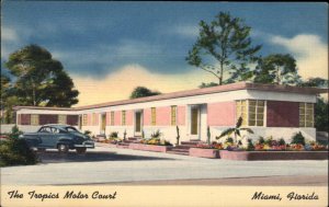 Miami FL Florida Tropics Motor Court c1930-50s Vintage Postcard