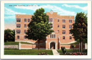 Jane Lamb Hospital Clinton Iowa IA Landscape Grounds Front Building Postcard