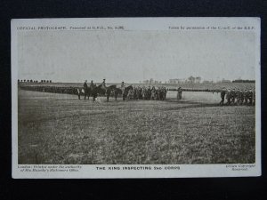 WW1 Official Photograph THE KINGS INSPECTING 2nd Corps - Old RP Postcard
