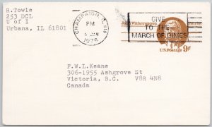 The Chasqui Publication Ross Towle to Victoria BC 1976 Confirm Send Postcard H80