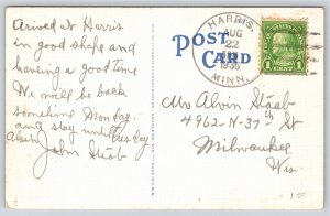 Eau Claire Wisconsin~Eau Claire Park~Randall Statue~Fountain~1936 Postcard