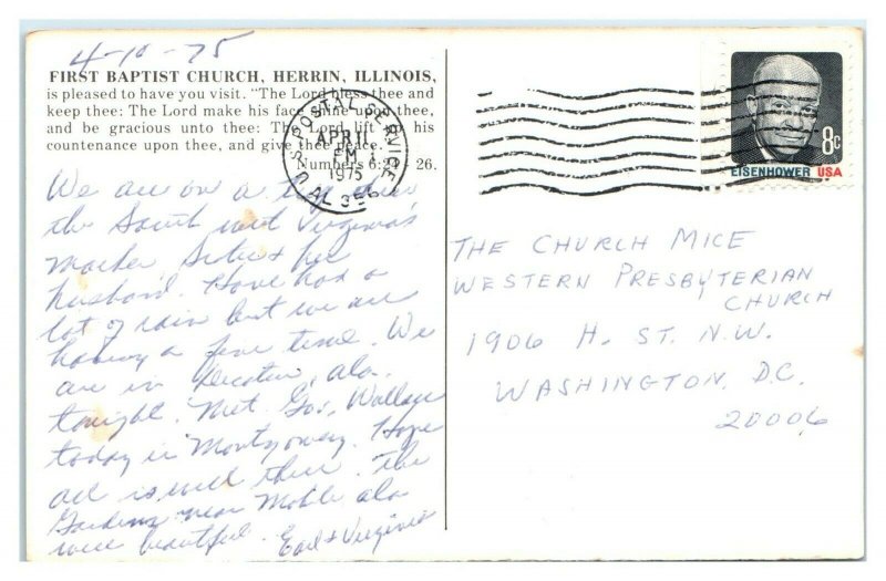 First Baptist Church Interior, Herrin, IL Postcard *6V(3)25