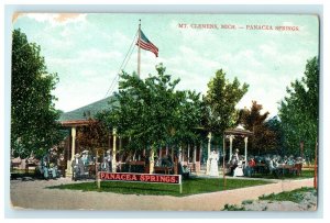 c1905 Mt Clemens Panacea Springs US Flag Pavilion Michigan MI Antique Postcard 