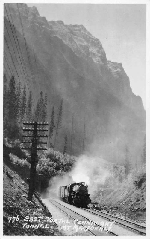 British Columbia Canada train Connaught Tunnel Mt Macdonald real photo pc Z26798