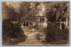 Naantali Finland View In Park Pathway of Cabin And Benches Photo Postcard U28