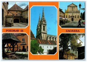 1986 View of Pozdrav Iz Zagreba Croatia Multiview Vintage Posted Postcard