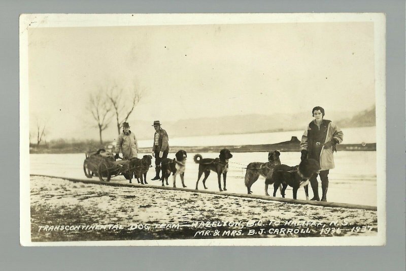 CANADA RP1936 CROSS-COUNTRY Traveler Travelers DOG TEAM B.J. Carroll B.C. to N.S 