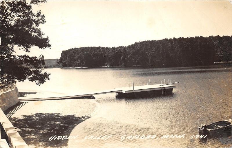 Gaylord Michigan~Hidden Valley Resort?~Boat Dock~Lake~Otsego County~'55 RPPC