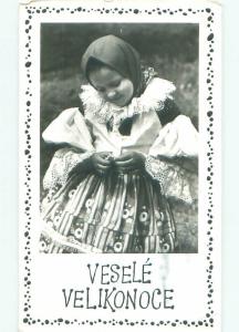 rppc 1962 CZECHOSLOVAKIAN GIRL LOOKING AT FLOWER IN HER HAND AC8181