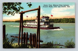 1952 River Boat Missouri River Between Council Bluffs IA and Omaha NE Postcard