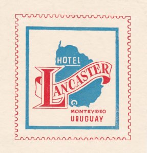 Uruguay Montevideo Hotel Lancaster Vintage Luggage Label sk2905